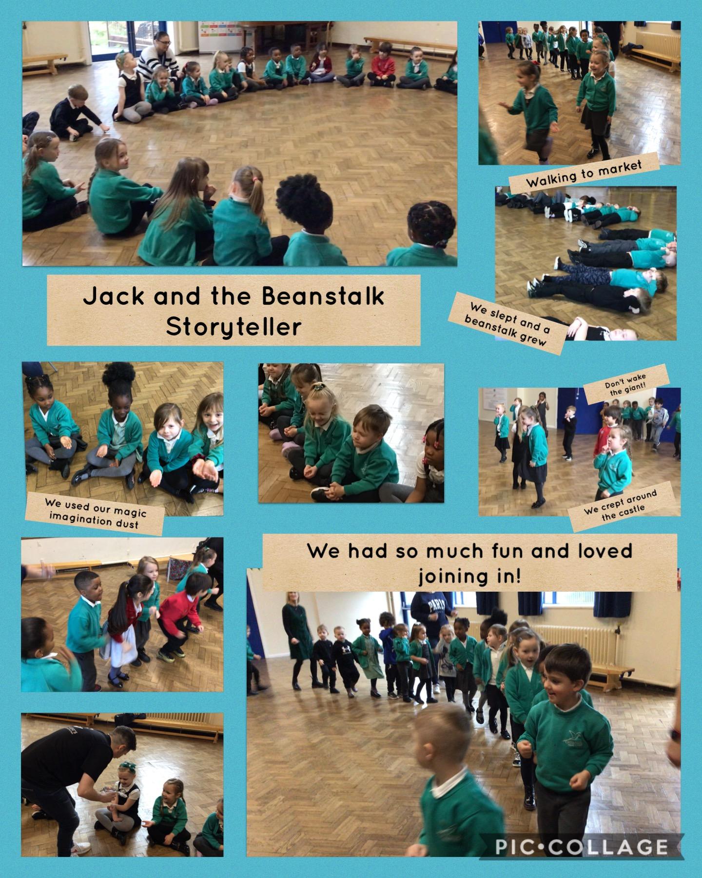 An amazing storyteller came in to tell us Jack and the Beanstalk