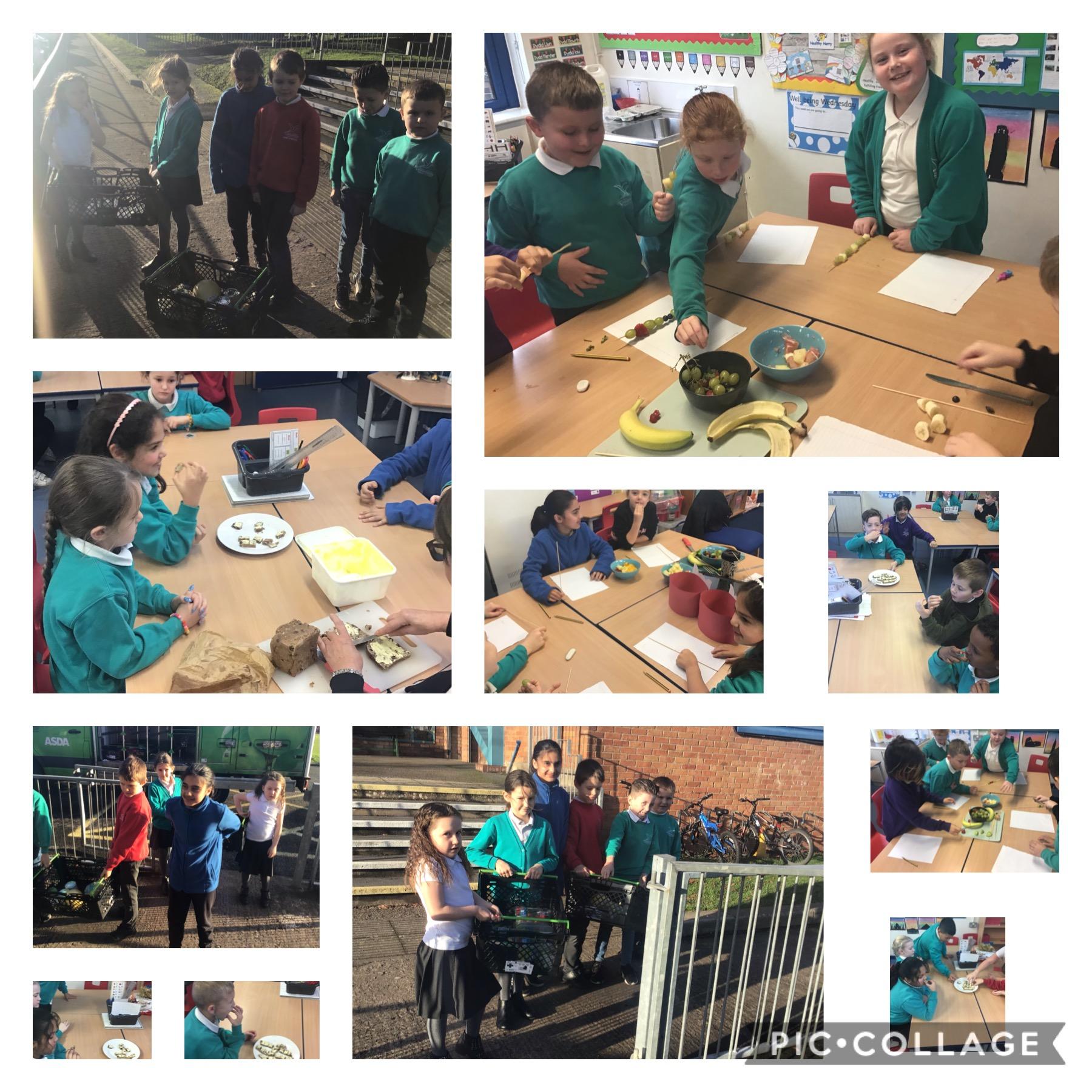 Ordering, making and writing out fruit kebab recipes
